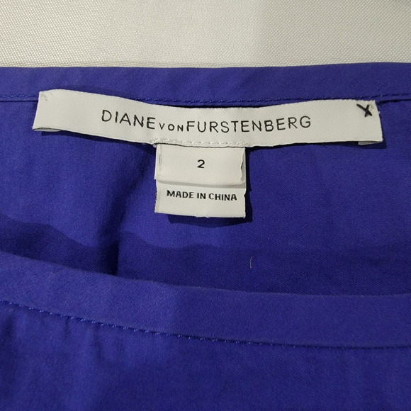 Diane Von Furstenberg Dress Womens 2 Gabe Cap Sleeve Tie Poplin Sheath Career - Picture 8 of 16